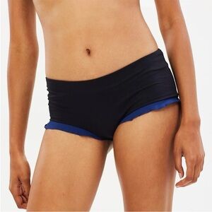 Marysia Swim Oxford Bottoms Ruffle Contrast Trim Blue Black Bikini Bottoms